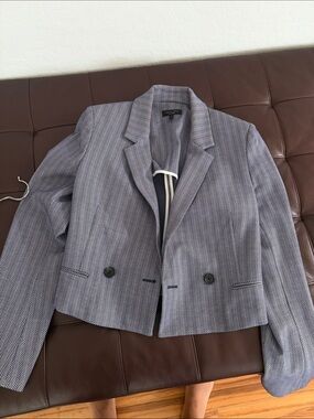 rag & bone Cropped Herringbone Blazer in Light Blue